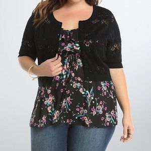 Pointelle Cropped Shrug
